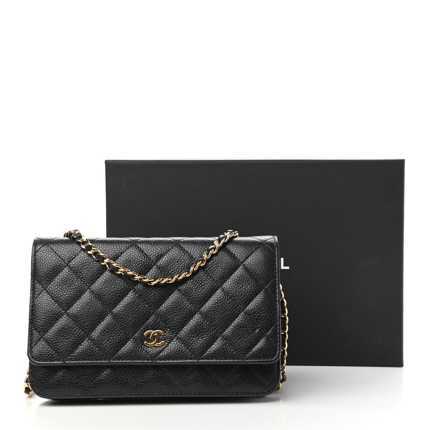 Caviar Quilted Wallet On Chain WOC Black