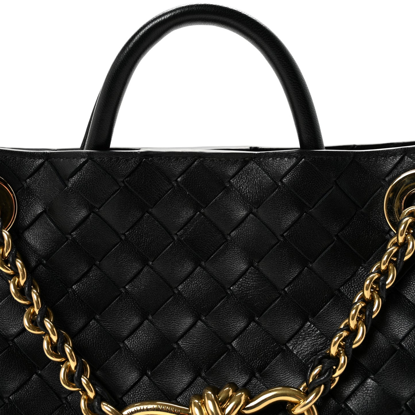 Nappa Intrecciato Small Andiamo With Chain Shoulder Bag Black