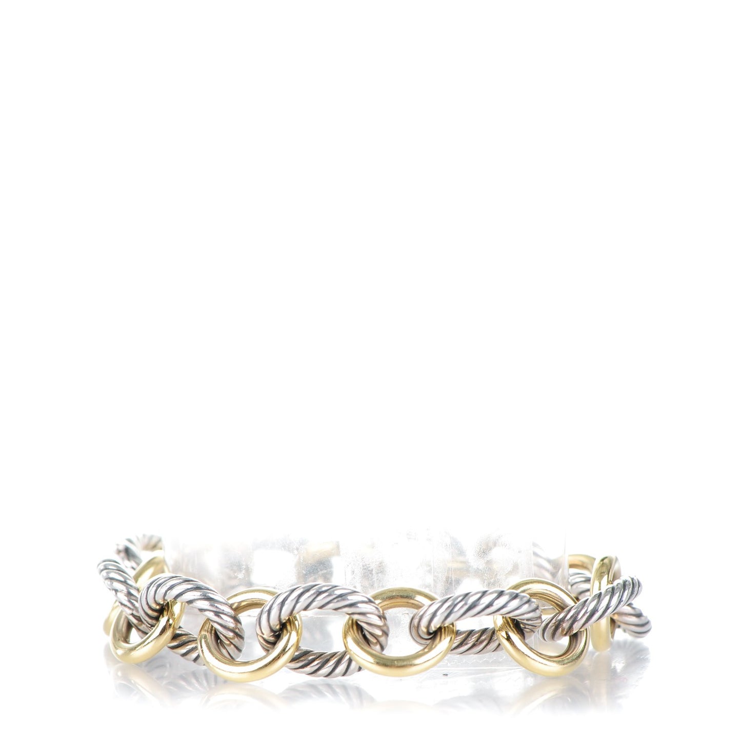 Sterling Silver 18K Yellow Gold 12mm Large Oval Link Bracelet
