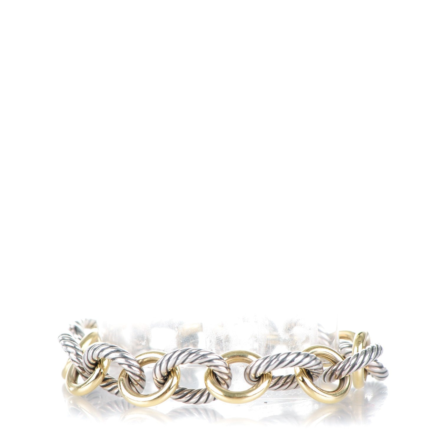 David Yurman Sterling Silver 18K Yellow Gold 12mm Large Oval Link Bracelet 1 of 6