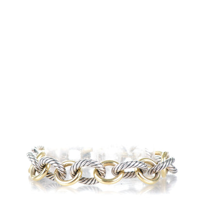 David Yurman Sterling Silver 18K Yellow Gold 12mm Large Oval Link Bracelet 1 of 6