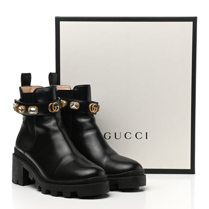 Gucci Calfskin Crystal GG Trip Chelsea Ankle Boots 39.5 Black 10 of 10