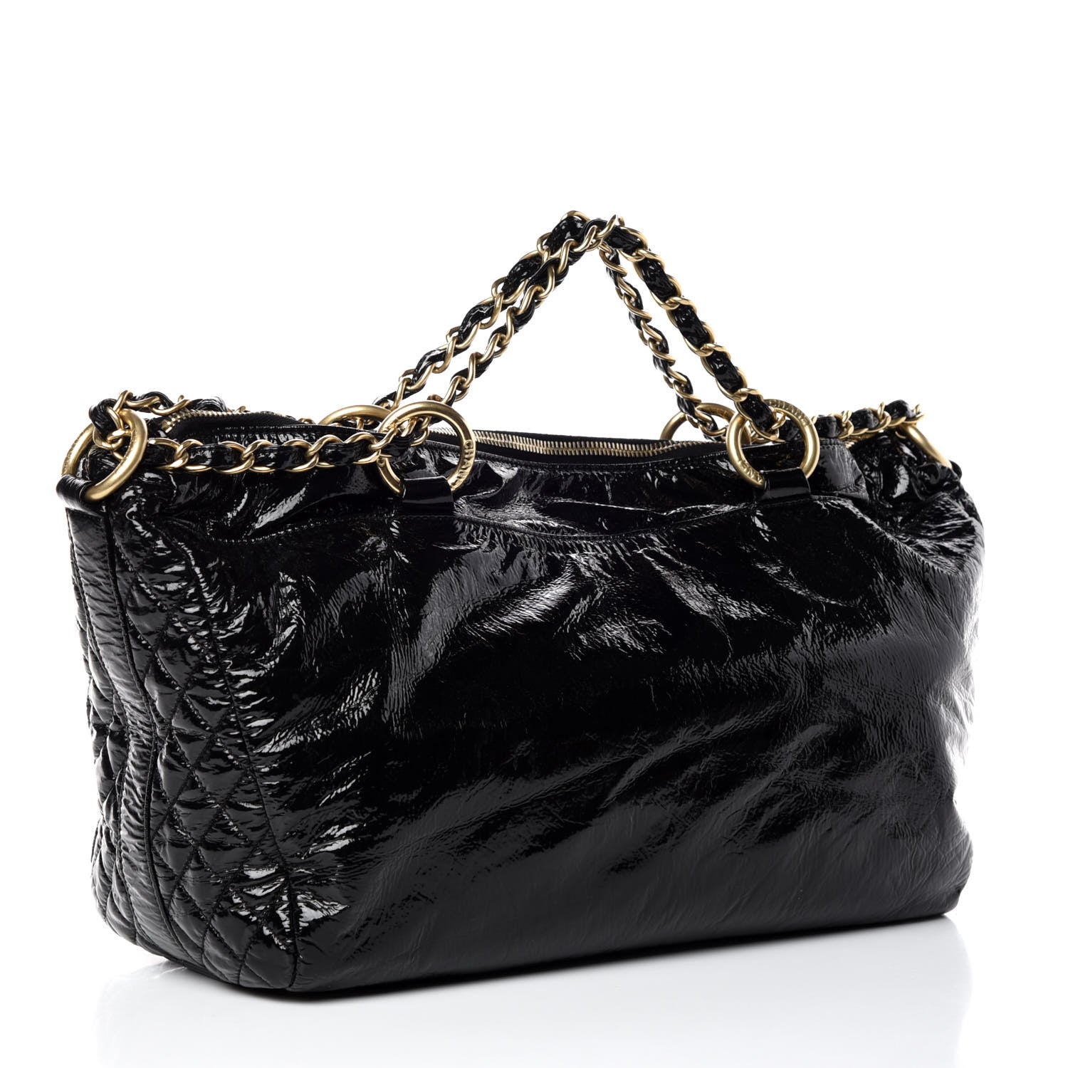 Chanel Vinyl Medium Rock and Chain Bowler Black 3 of 12