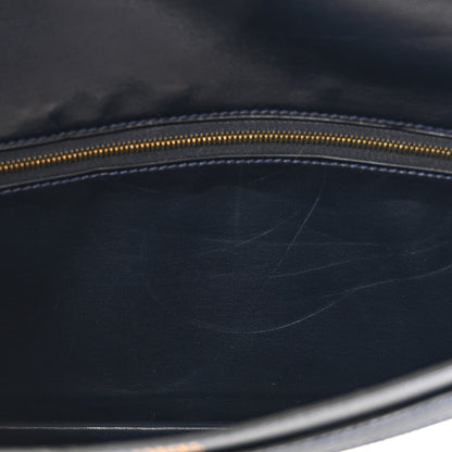 Hermes Toile Vache Calfskin Lydie Clutch Natural Bleu Marine 11 of 12