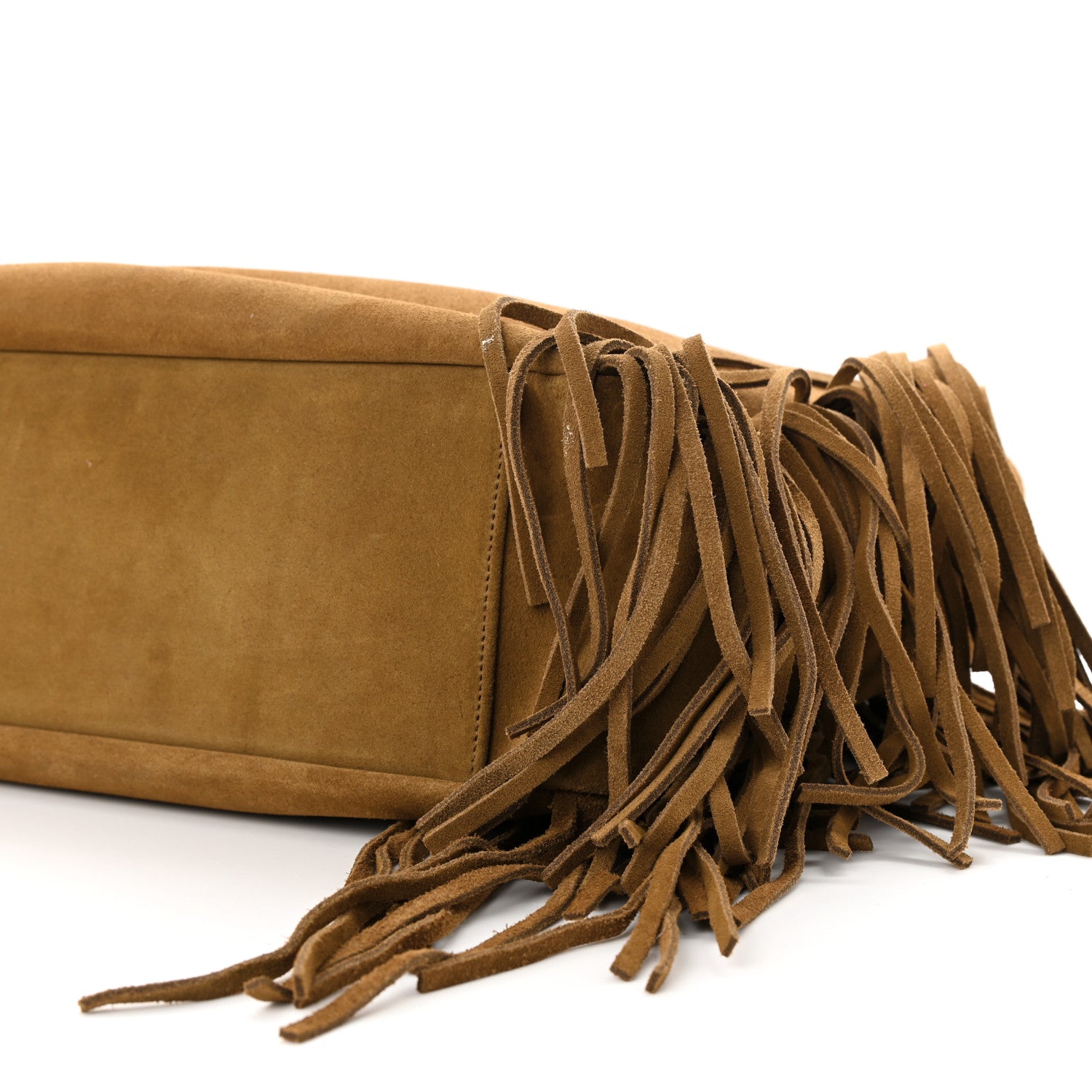 Saint Laurent Suede Fringe Monogram Shopping Tote Light Ochre 9 of 10