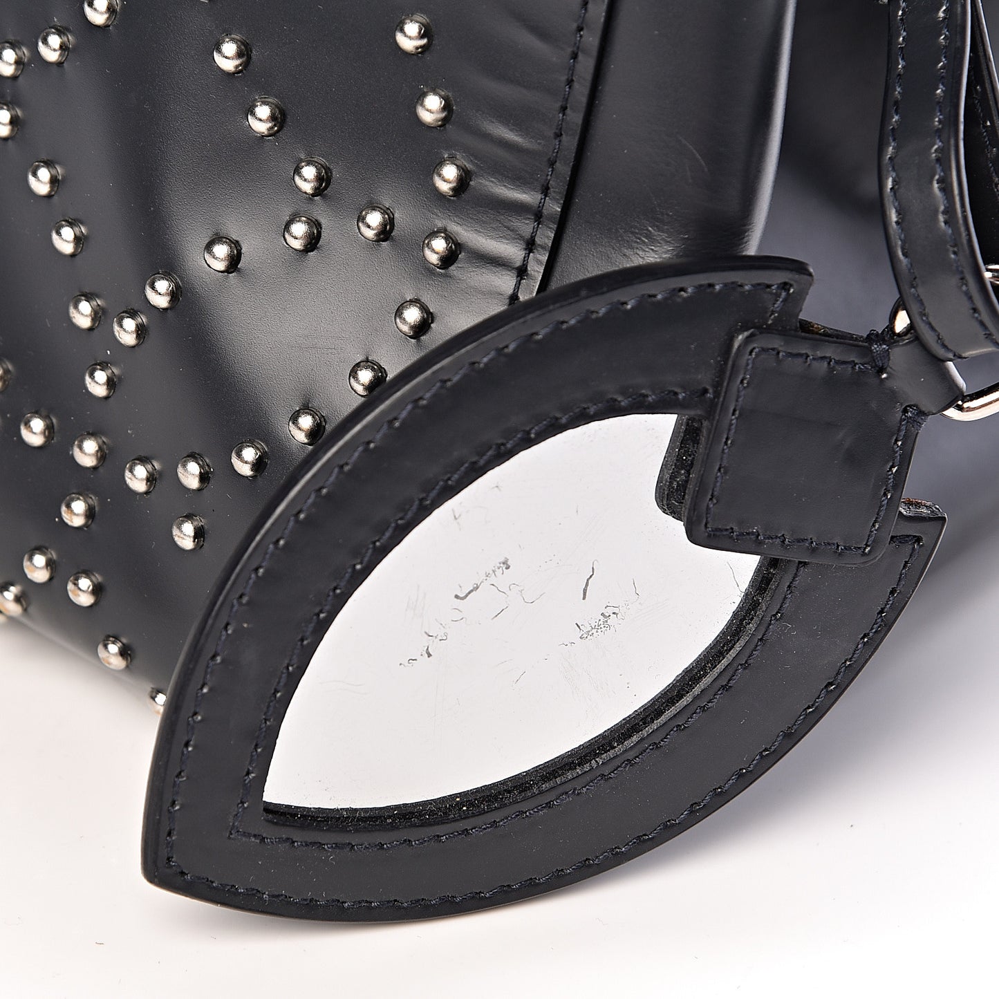 Calfskin Arabesque Studded Clous Tote Dark Grey