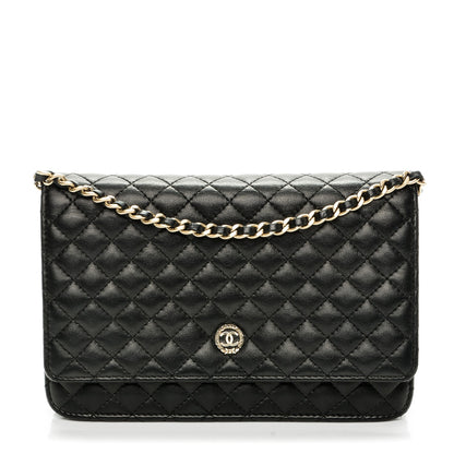 Chanel Lambskin Micro Quilted Wallet On Chain WOC Black 1 of 9
