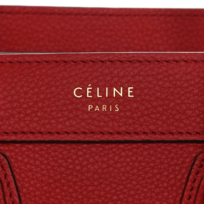 Celine Drummed Calfskin Nano Luggage Red 7 of 13