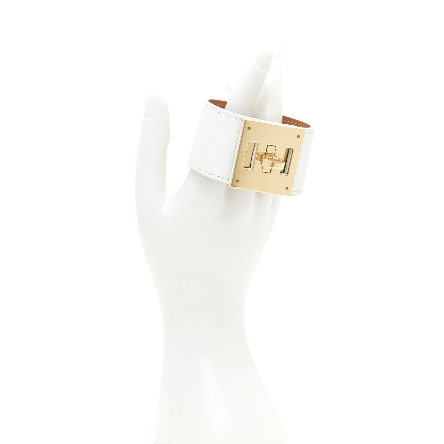 Hermes Epsom Kelly Dog Bracelet White 2 of 10