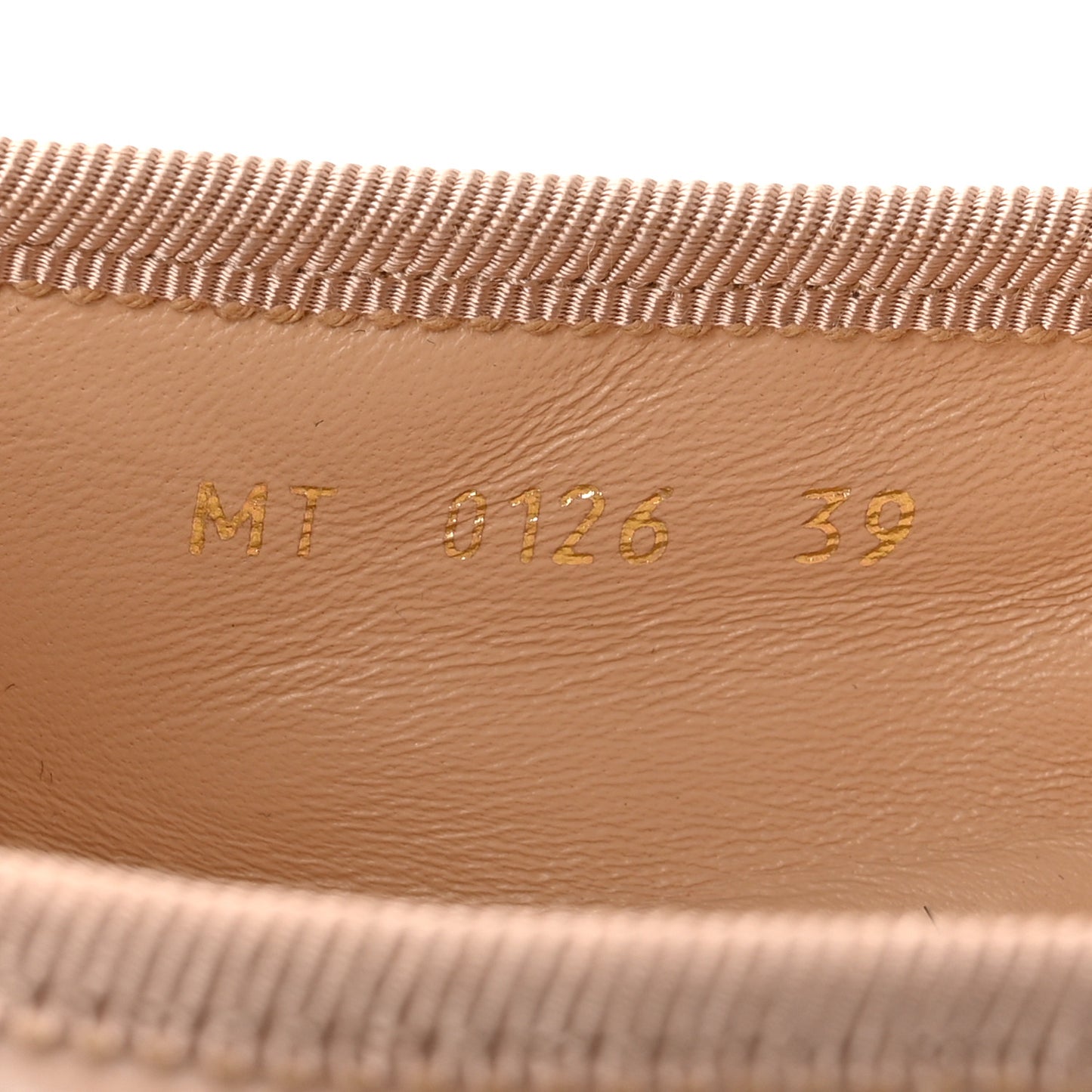Calfskin Cannage Pearl Bow Ballet Flats 39 Nude