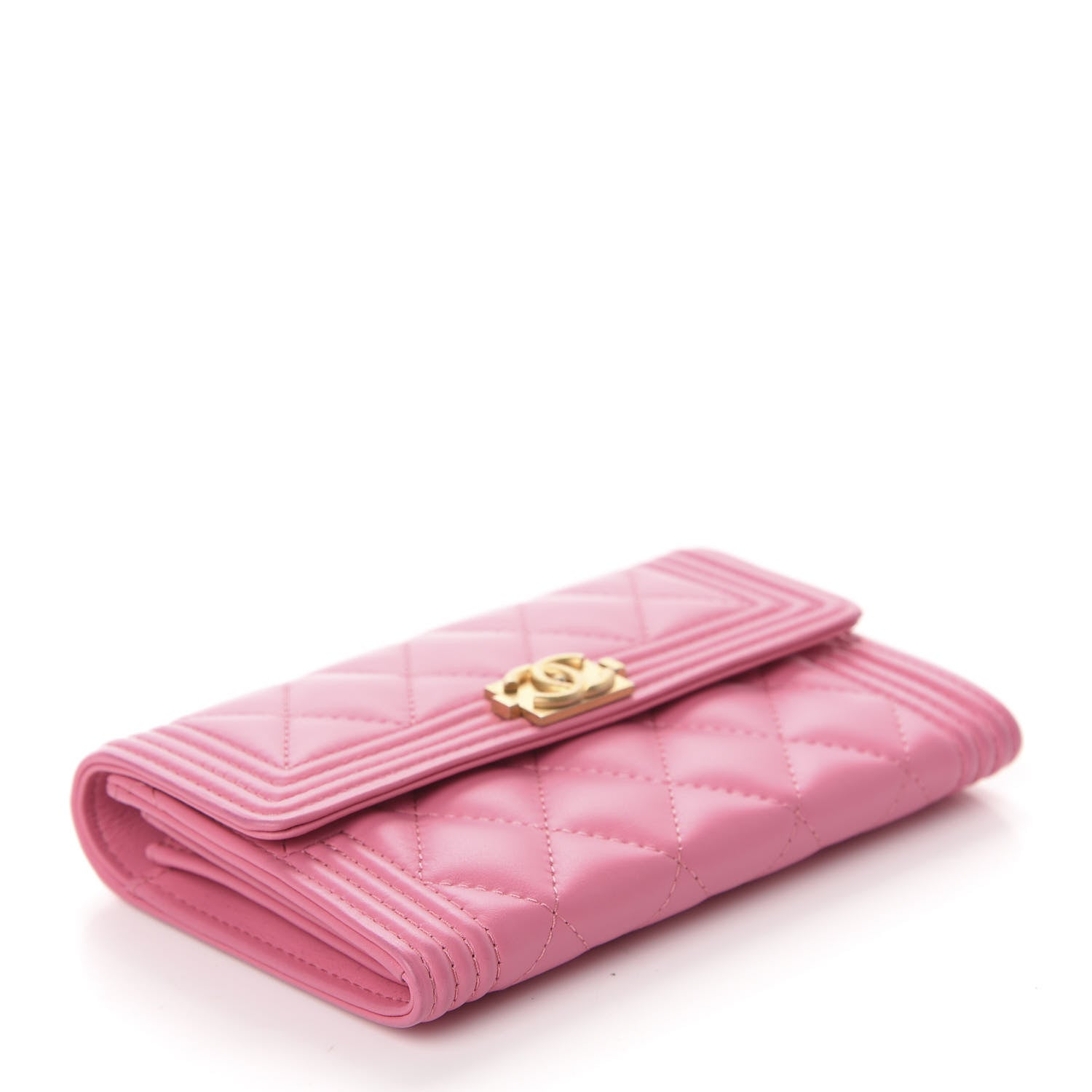 Chanel Lambskin Quilted Medium Boy Flap Wallet Pink 4 of 14