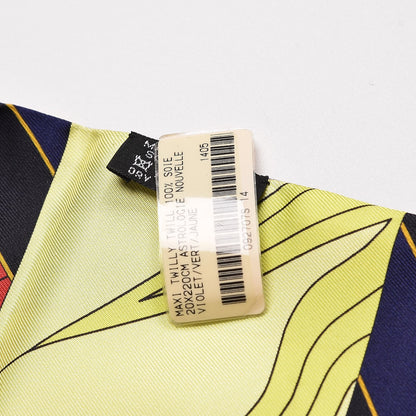 Hermes Silk Astrologie Nouvelle Maxi Twilly Violet Vert Jaune 4 of 6