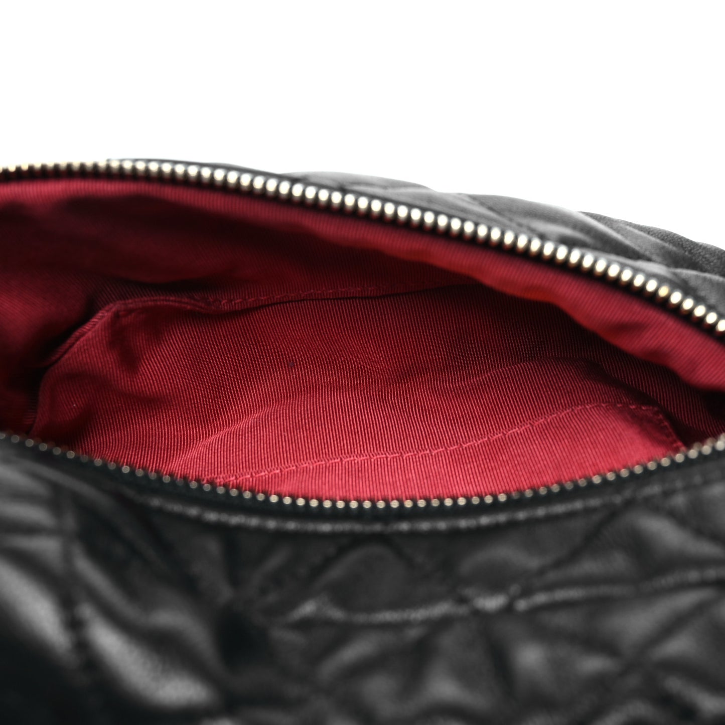 Lambskin Quilted Linked In Waist Bag Black