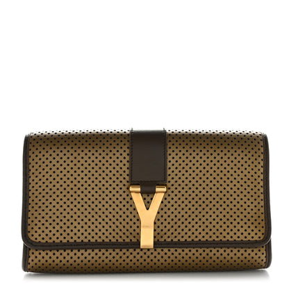 Saint Laurent Perforated Calfskin Large ChYc Clutch Bronze 1 of 10