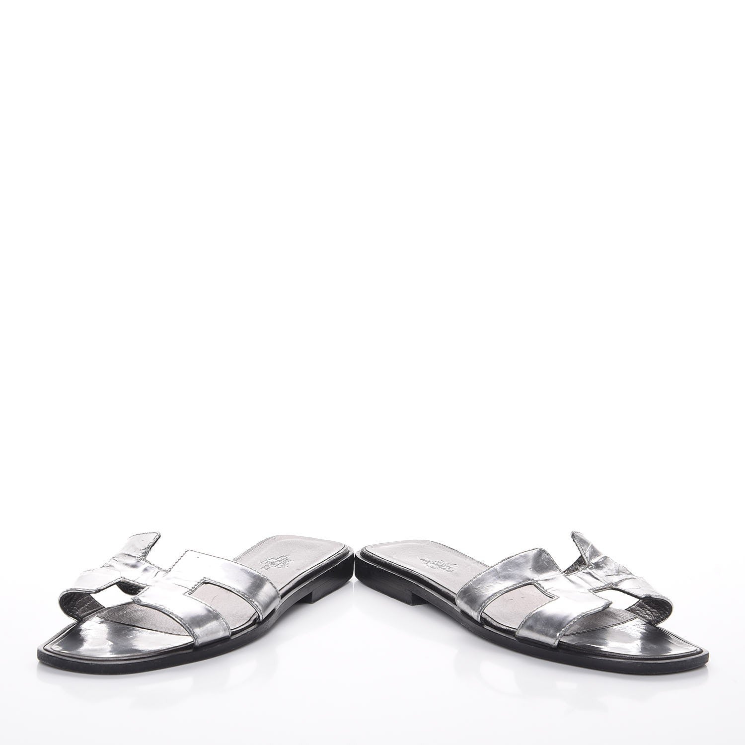 Hermes Metallic Nappa Calfskin Oran Sandals 35 Argent 9 of 11