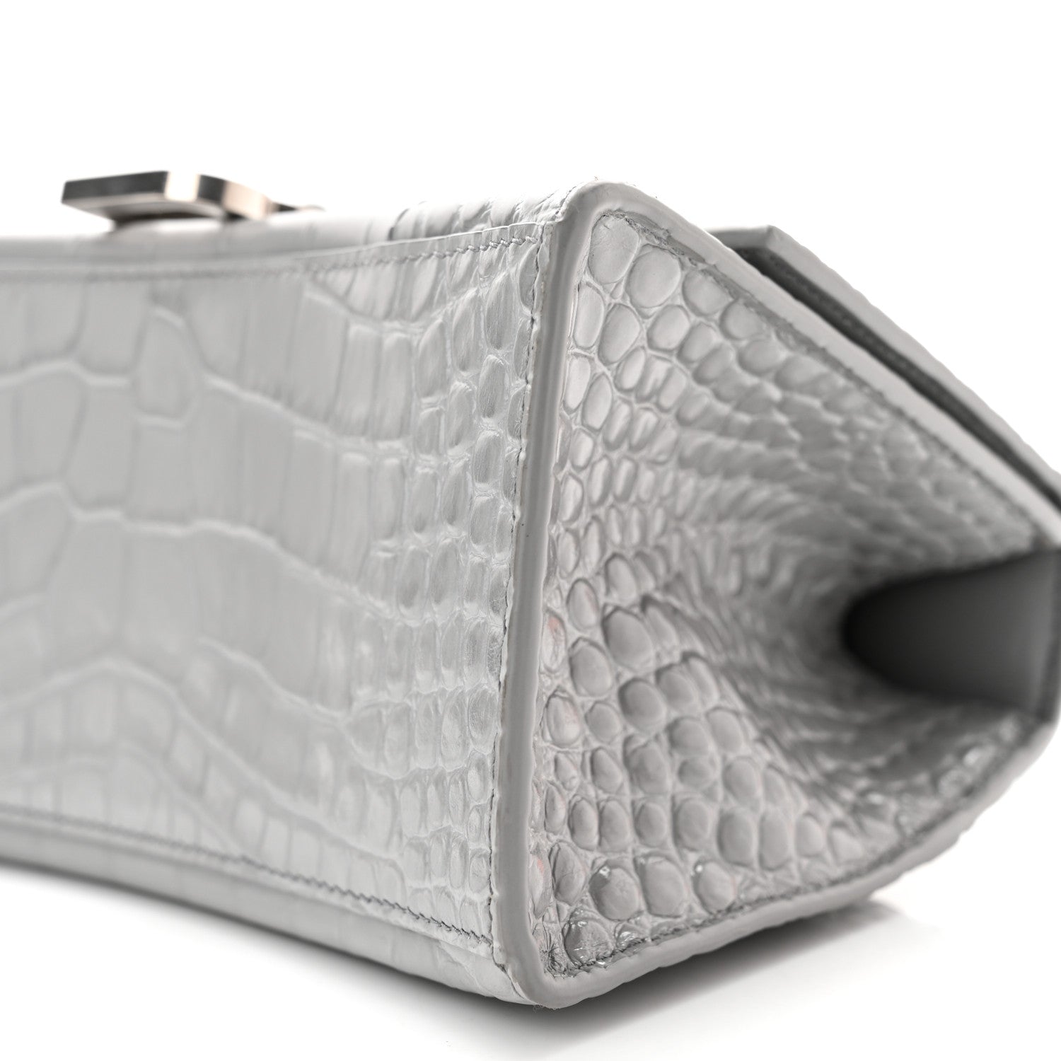Balenciaga Shiny Calfskin Crocodile Embossed Small Hourglass Top Handle Bag Balenciaga Grey 9 of 9