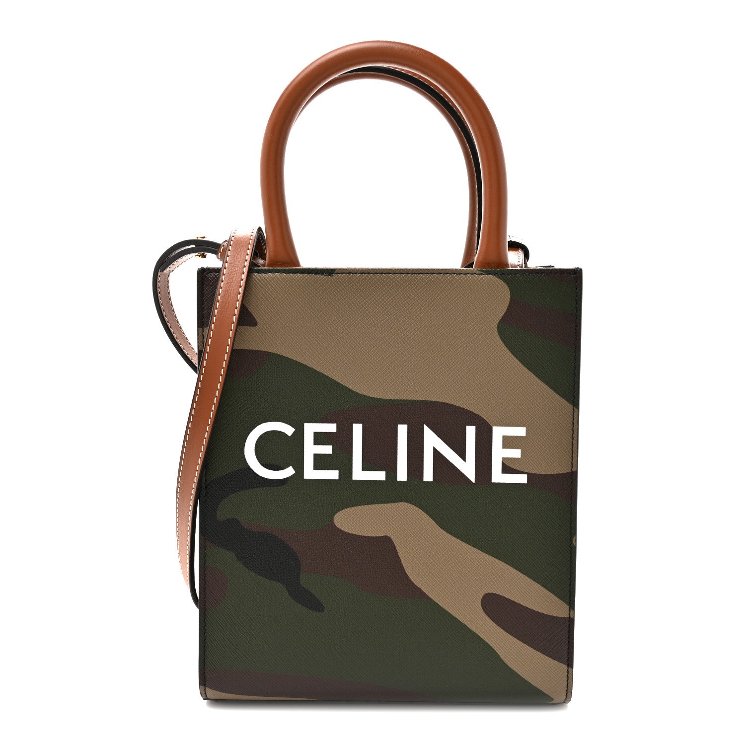 Celine Canvas Calfskin Mini Vertical Cabas Khaki 1 of 10