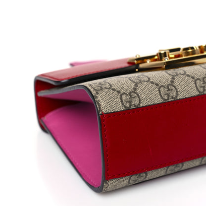 Gucci GG Supreme Monogram Calfskin Small Padlock Shoulder Bag Beige Hibiscus Red New Rosette 8 of 9
