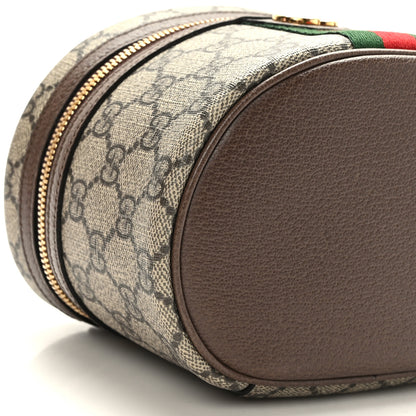 Gucci GG Supreme Monogram Textured Calfskin Web Ophidia Vanity Cosmetic Case Beige Ebony New Acero 9 of 10