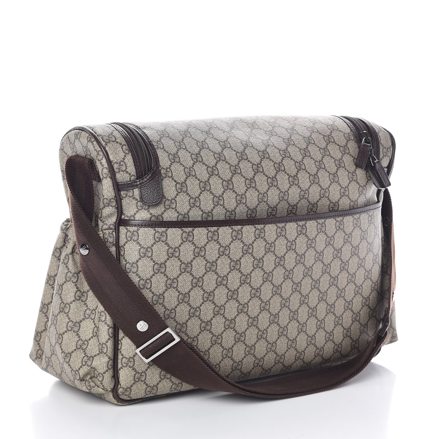 Gucci GG Supreme Monogram Selleria Calfskin Large Diaper Bag Beige Ebony Cocoa Dark Chocolate 3 of 10