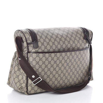 Gucci GG Supreme Monogram Selleria Calfskin Large Diaper Bag Beige Ebony Cocoa Dark Chocolate 3 of 10