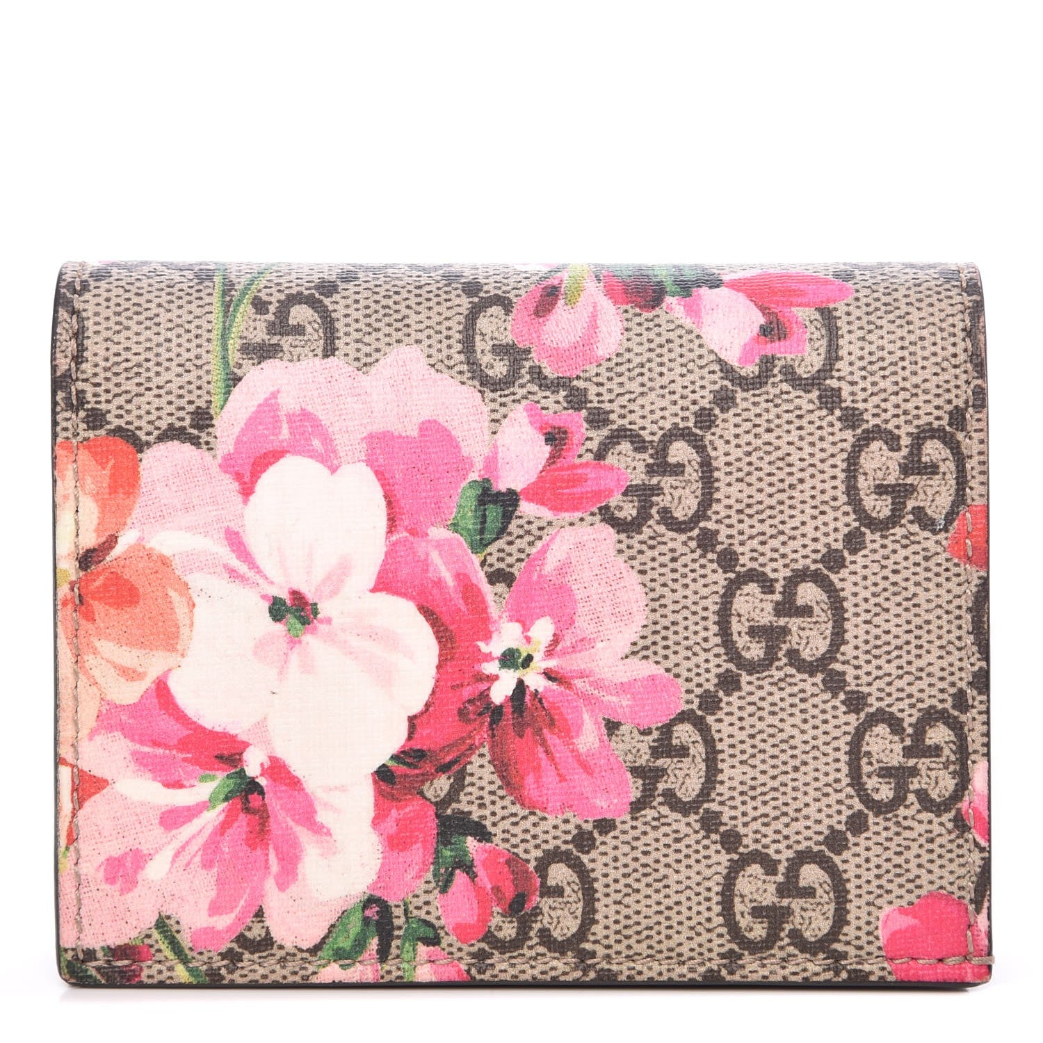 Gucci GG Supreme Monogram Blooms Card Case Beige Multicolor Dry Rose 1 of 7