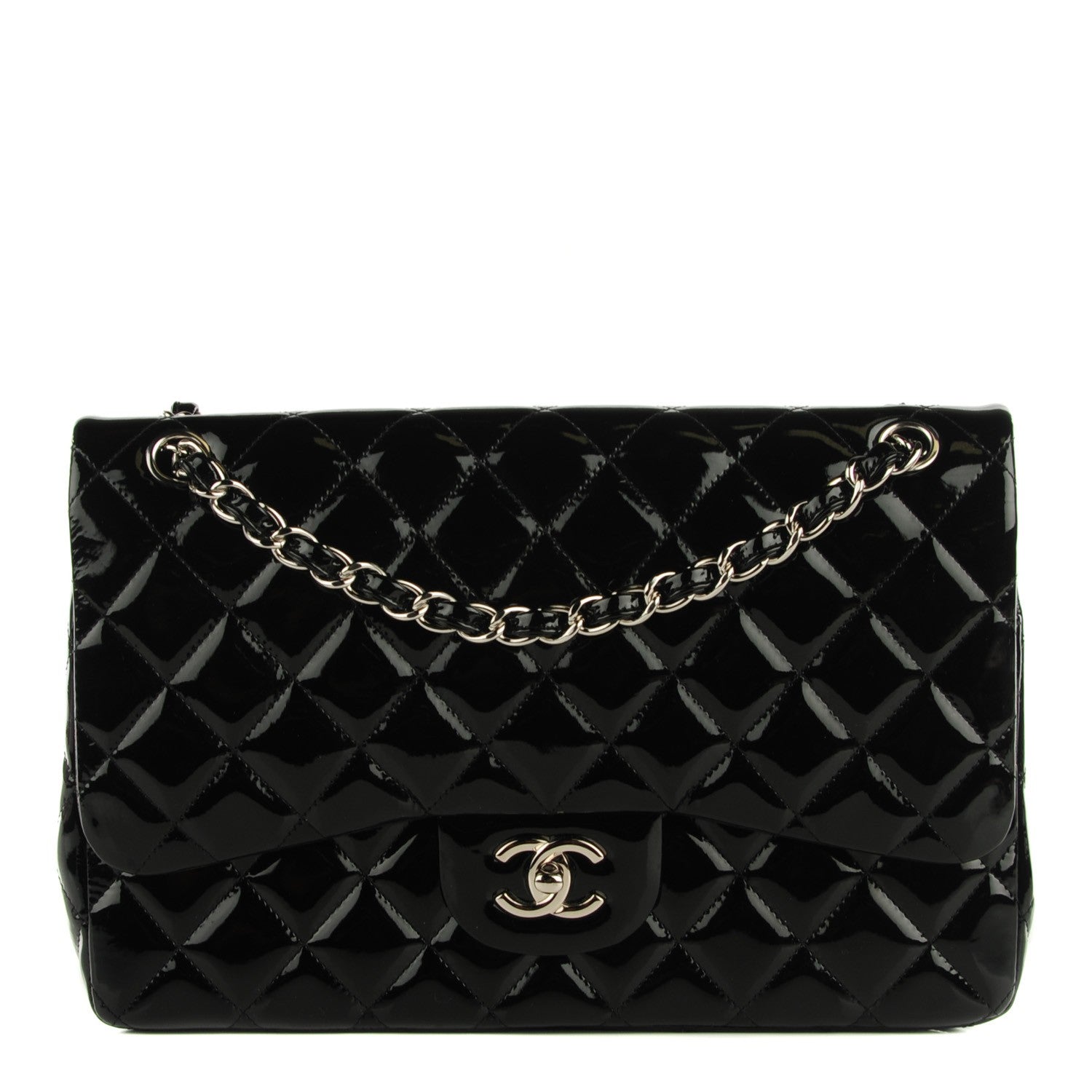 Chanel Patent Quilted Jumbo Double Flap Black 1 of 8