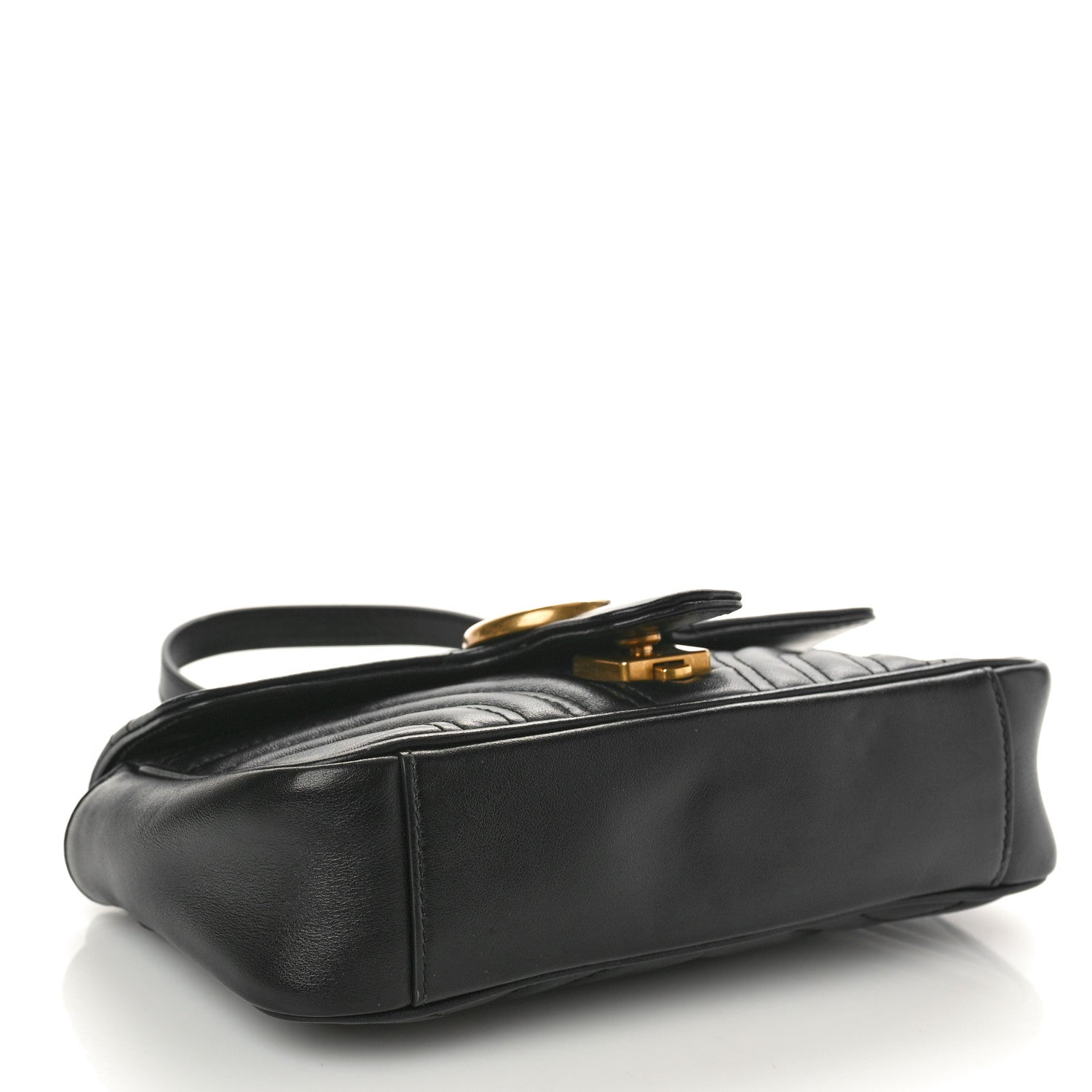 Gucci Calfskin Matelasse Mini GG Marmont Shoulder Bag Black 4 of 10