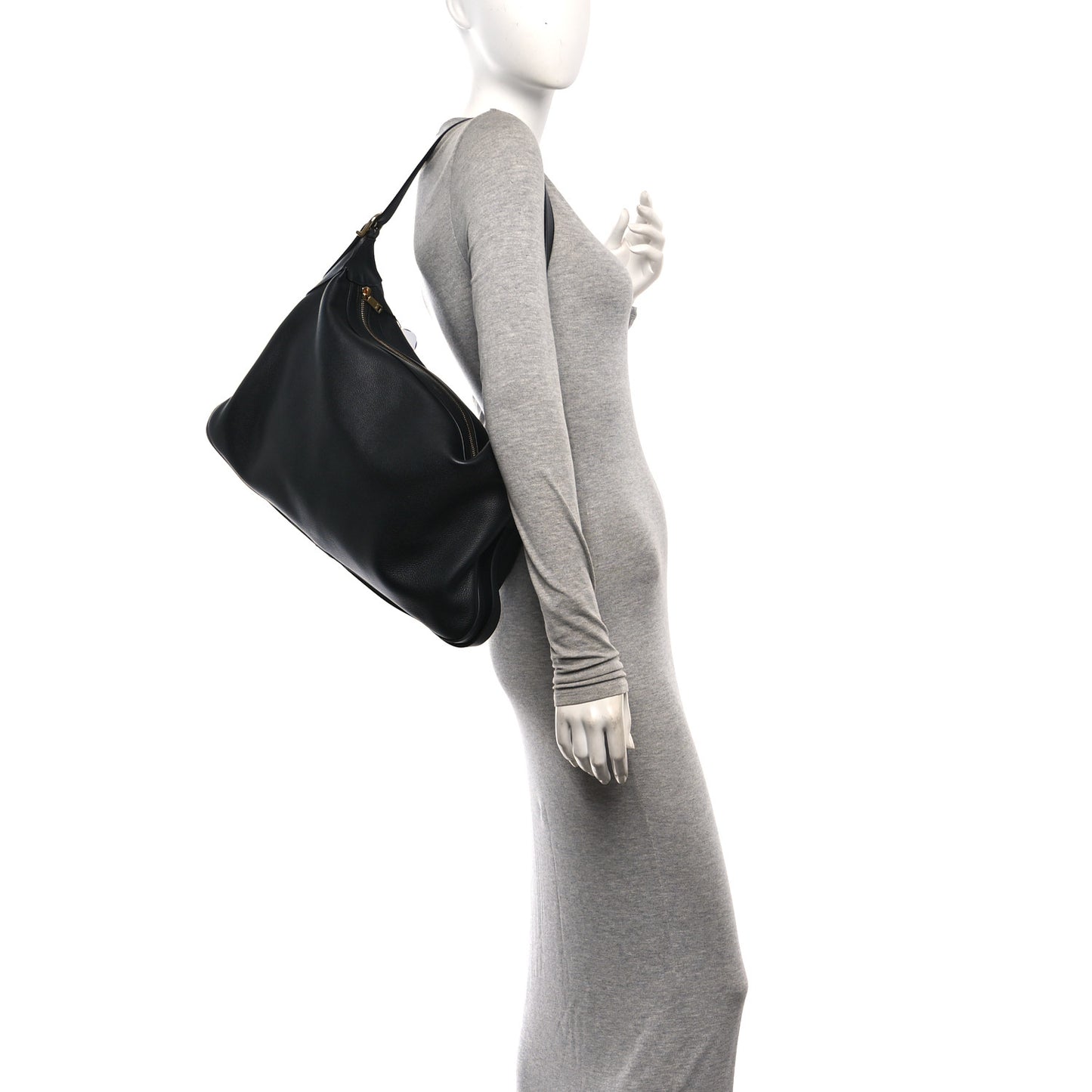 Supple Calfskin Large Romy Shoulder Bag Black