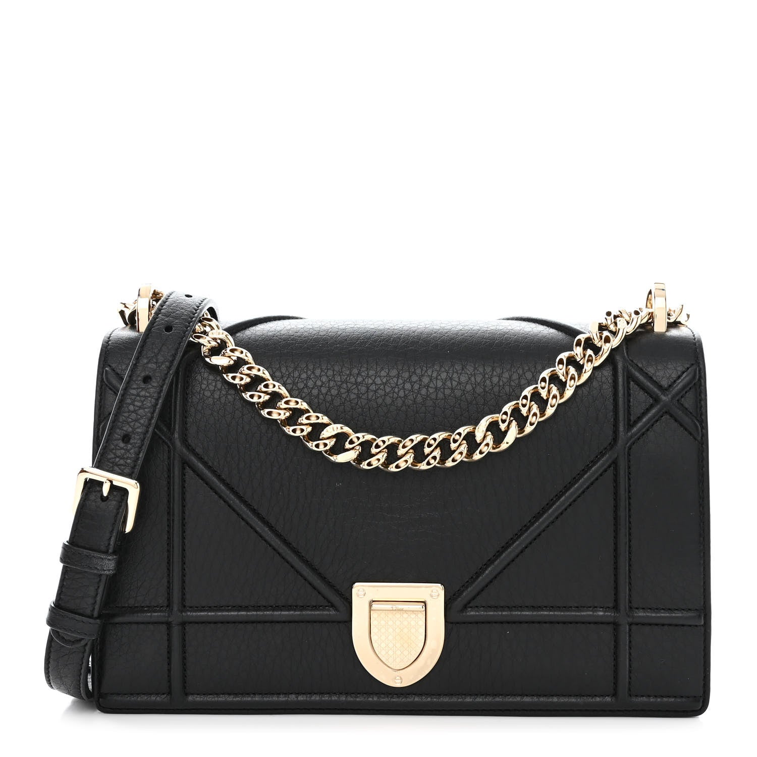Christian Dior Grained Calfskin Medium Diorama Flap Bag Black 1 of 11
