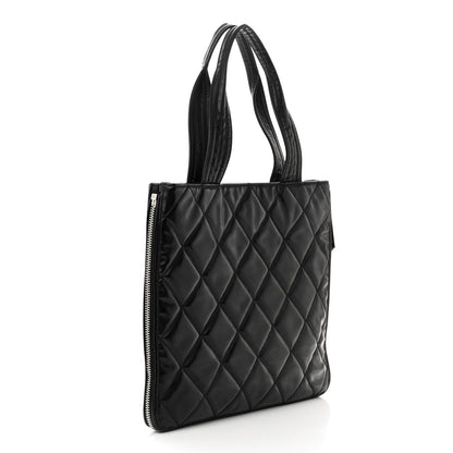 Chanel Patent Quilted Expandable CC Shoping Tote Black 3 of 10