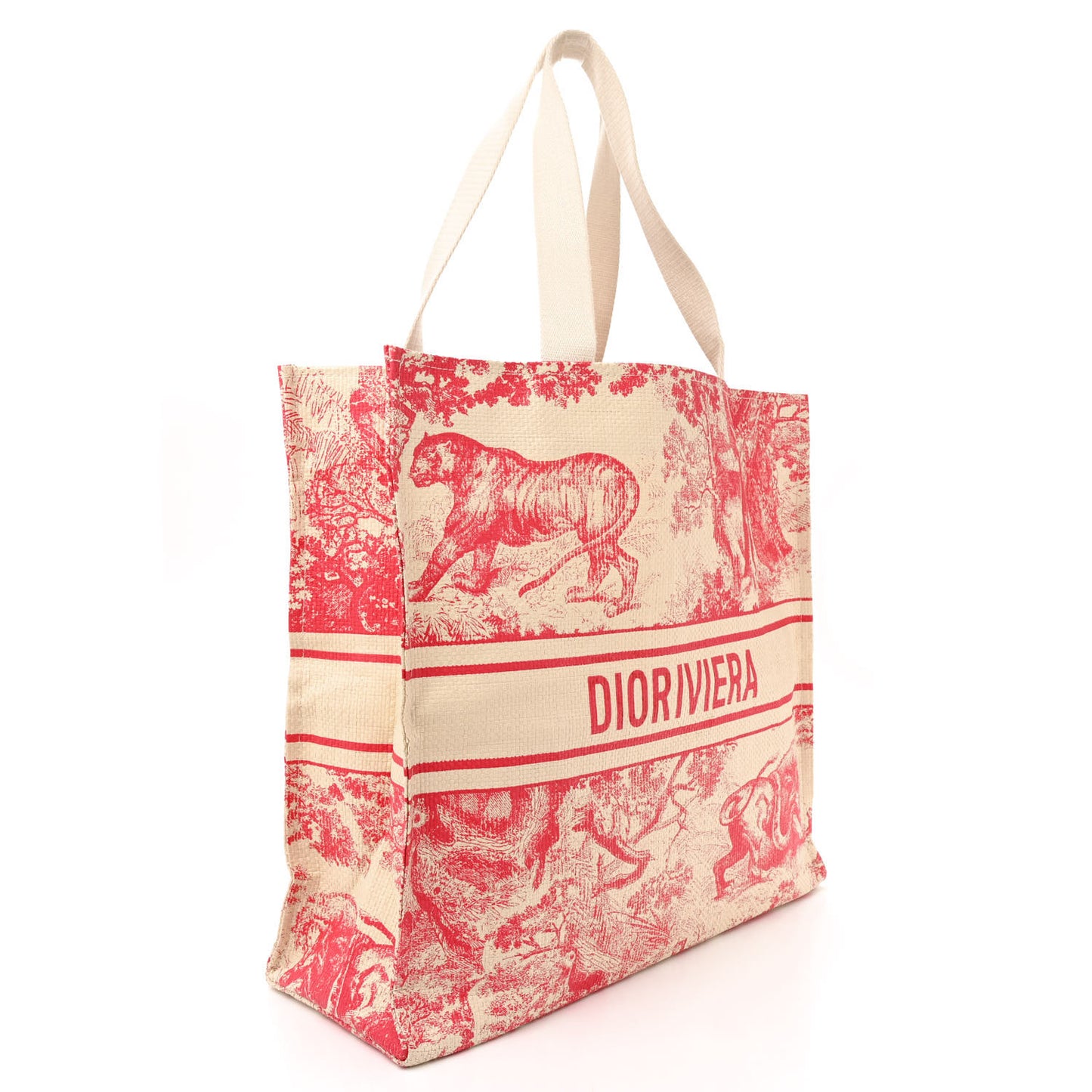 CHRISTIAN DIOR Straw Dioriviera Tote Pink