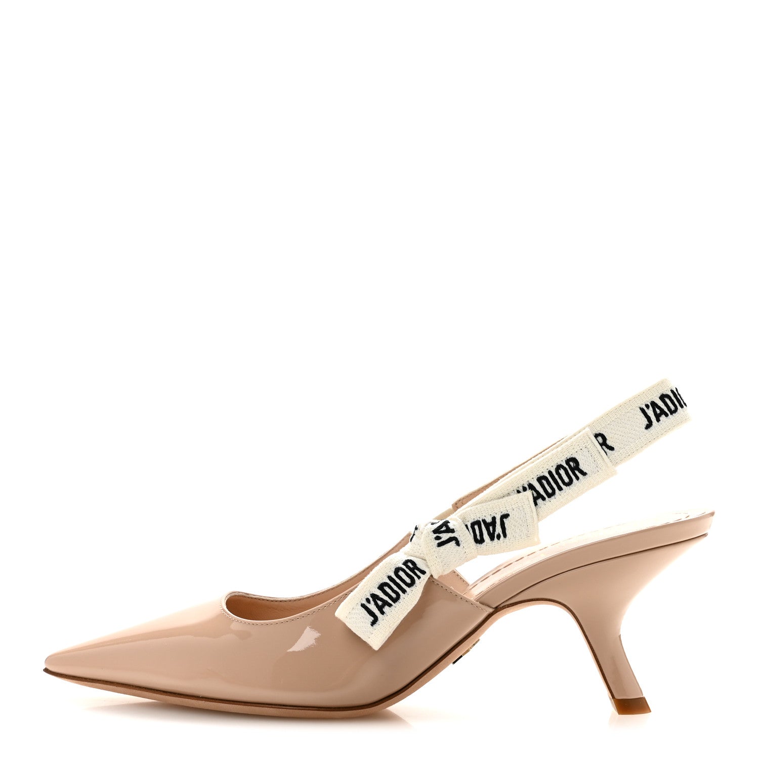 Christian Dior Patent Ribbon J'Adior Slingback 65mm Pumps 37.5 Nude 1 of 10