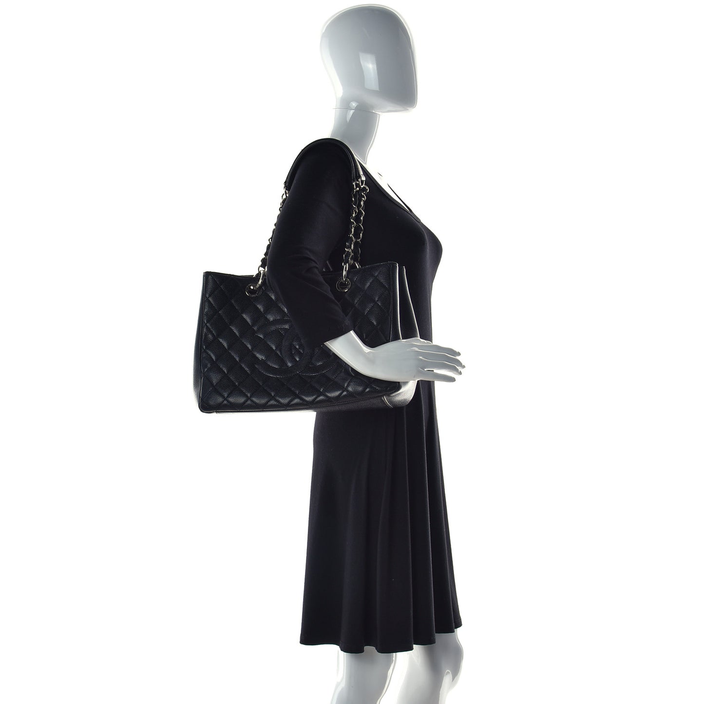 Caviar Quilted Grand Shopping Tote GST Black