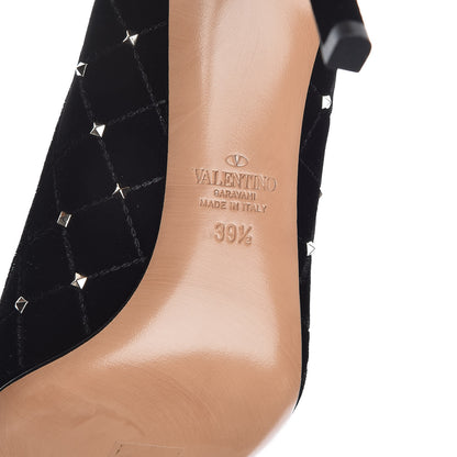 Valentino Garavani Velvet Rockstud Spike 90mm Pumps 39.5 Black 6 of 8
