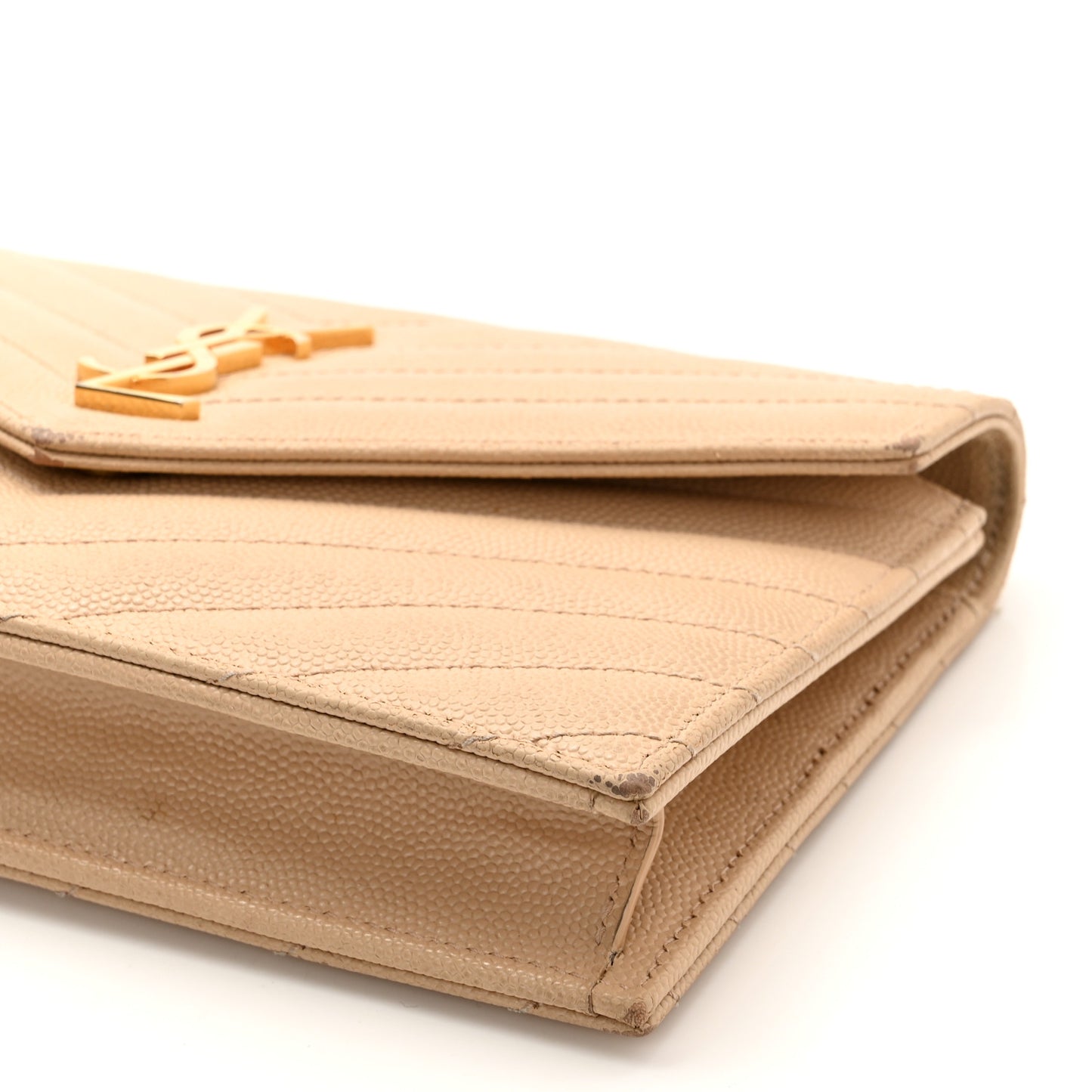 Grain De Poudre Matelasse Chevron Monogram Envelope Chain Wallet Nude Powder