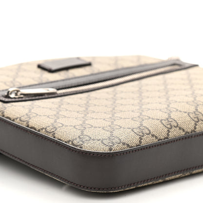 Gucci GG Supreme Monogram Selleria Calfskin Small Flat Messenger Bag Beige Ebony Cocoa Marrone Scuro 9 of 10