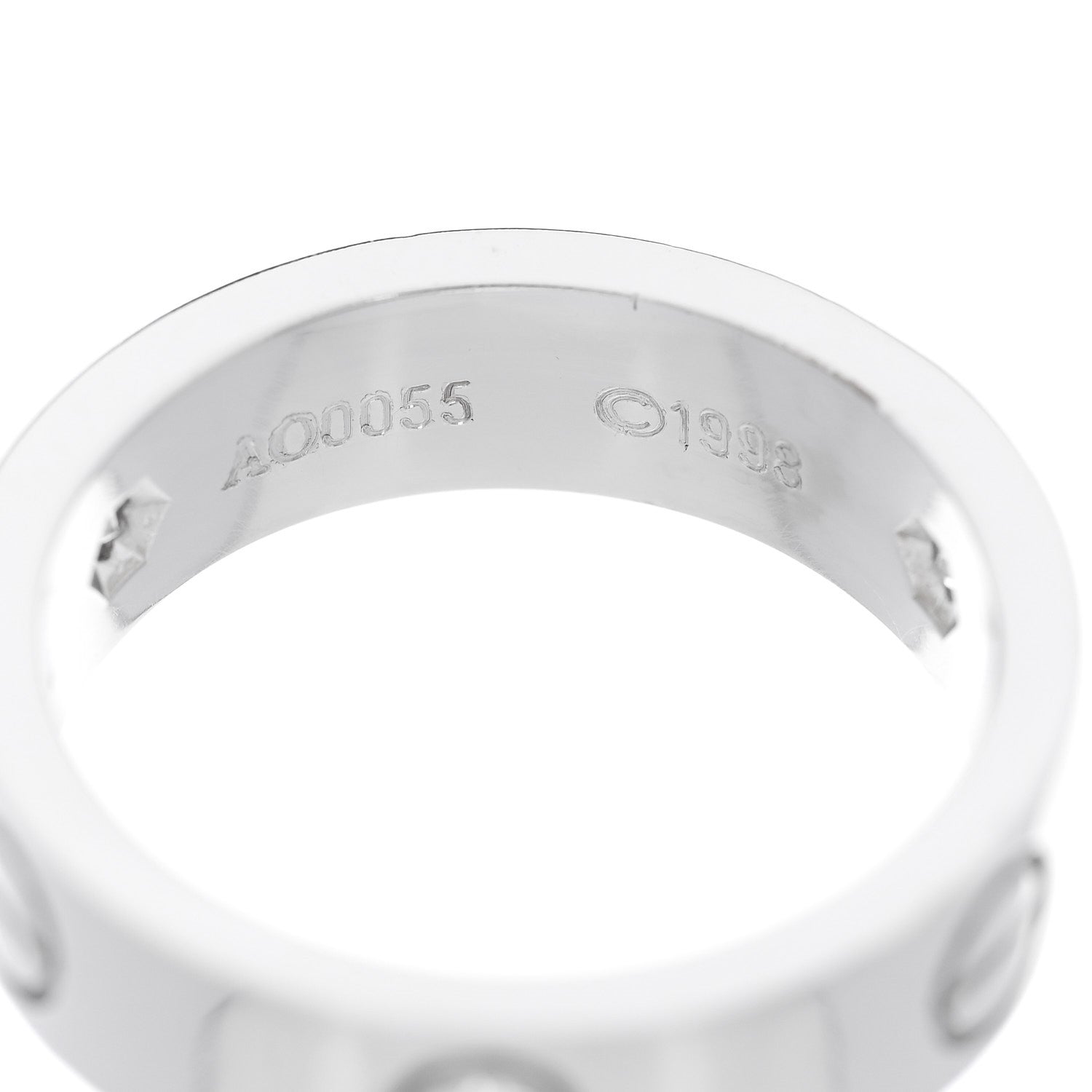 Cartier 18K White Gold 3 Diamond 5.5mm LOVE Ring 54 7 5 of 5