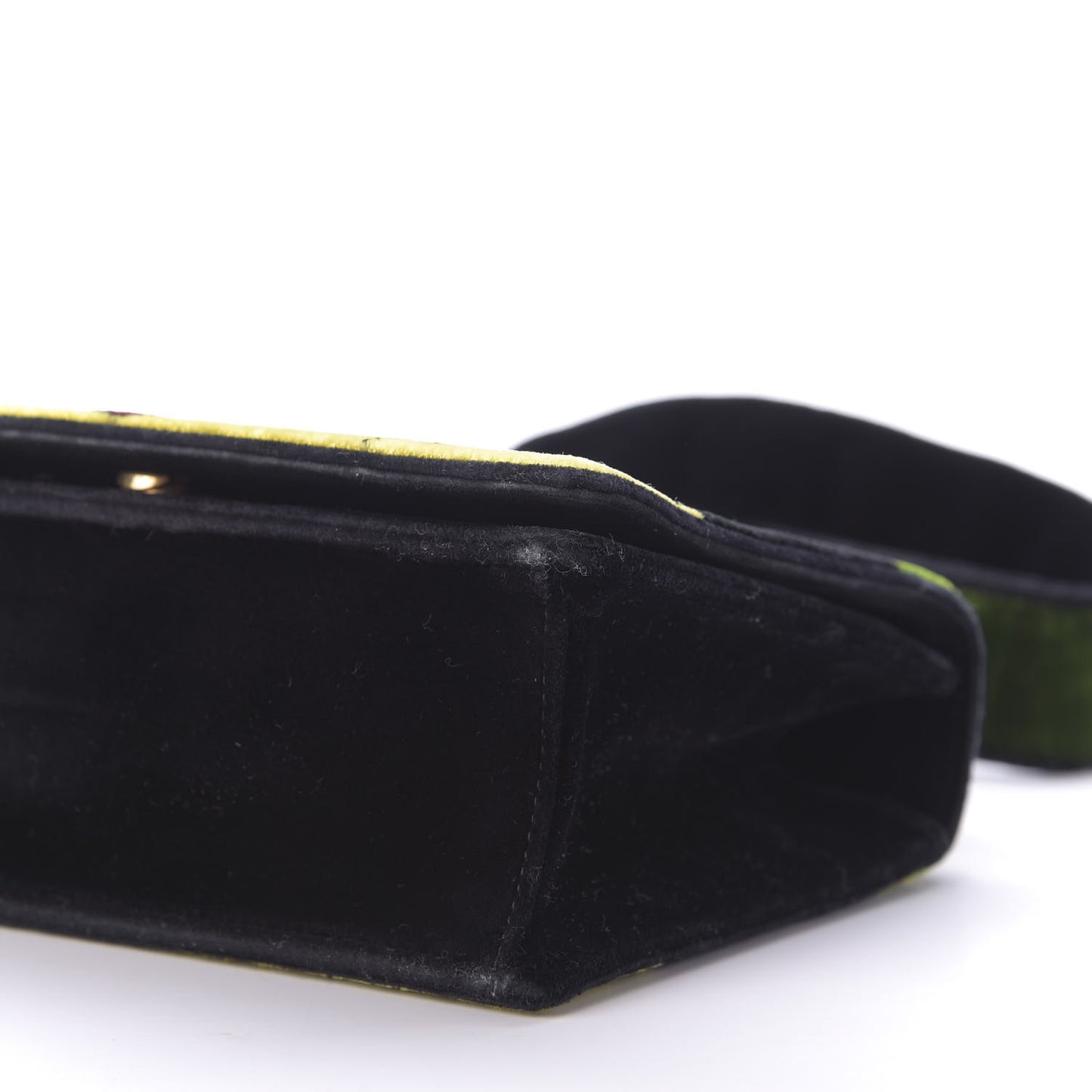 Velluto Ricamo Cahier Shoulder Bag Black