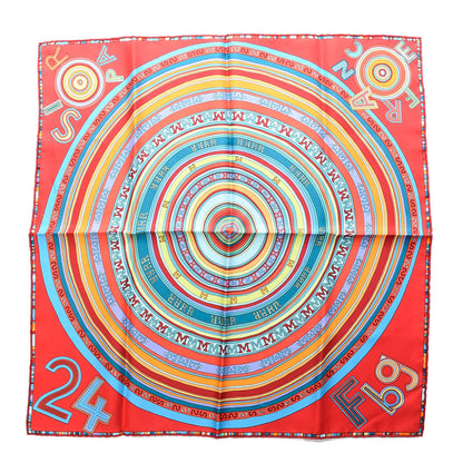 Hermes Silk Tohu Bohu Pocket Square Rouge Bleu Vert Pomme Canard 1 of 4