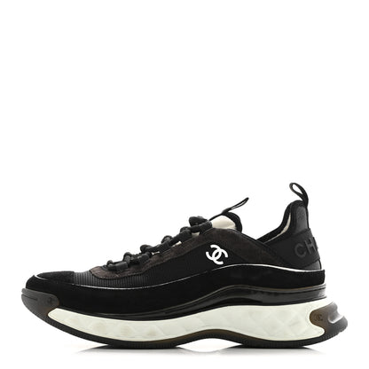Chanel Fabric Suede CC Sneakers 40 Black Dark Grey 1 of 12