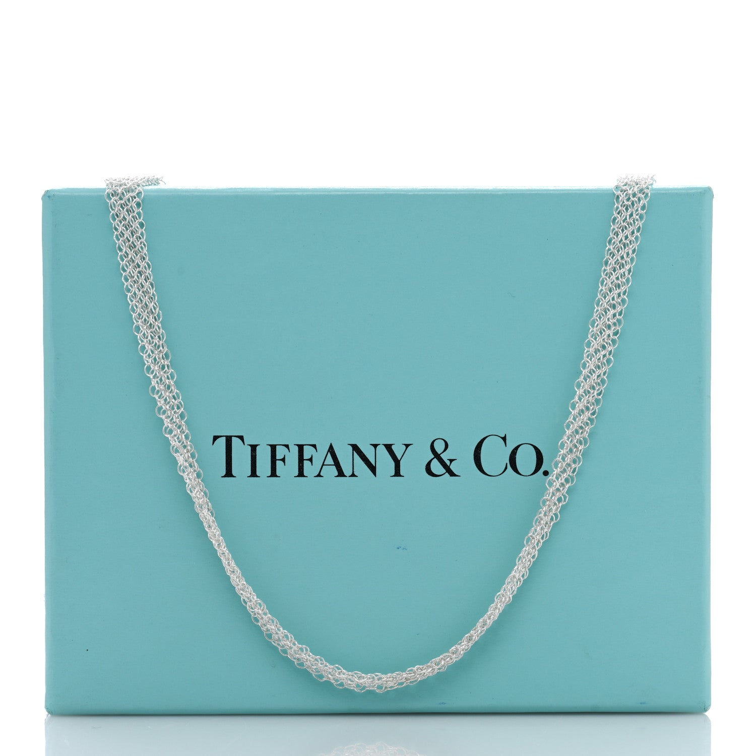 Tiffany Sterling Silver 35mm Elsa Peretti Open Heart Pendant Mesh Necklace 5 of 5