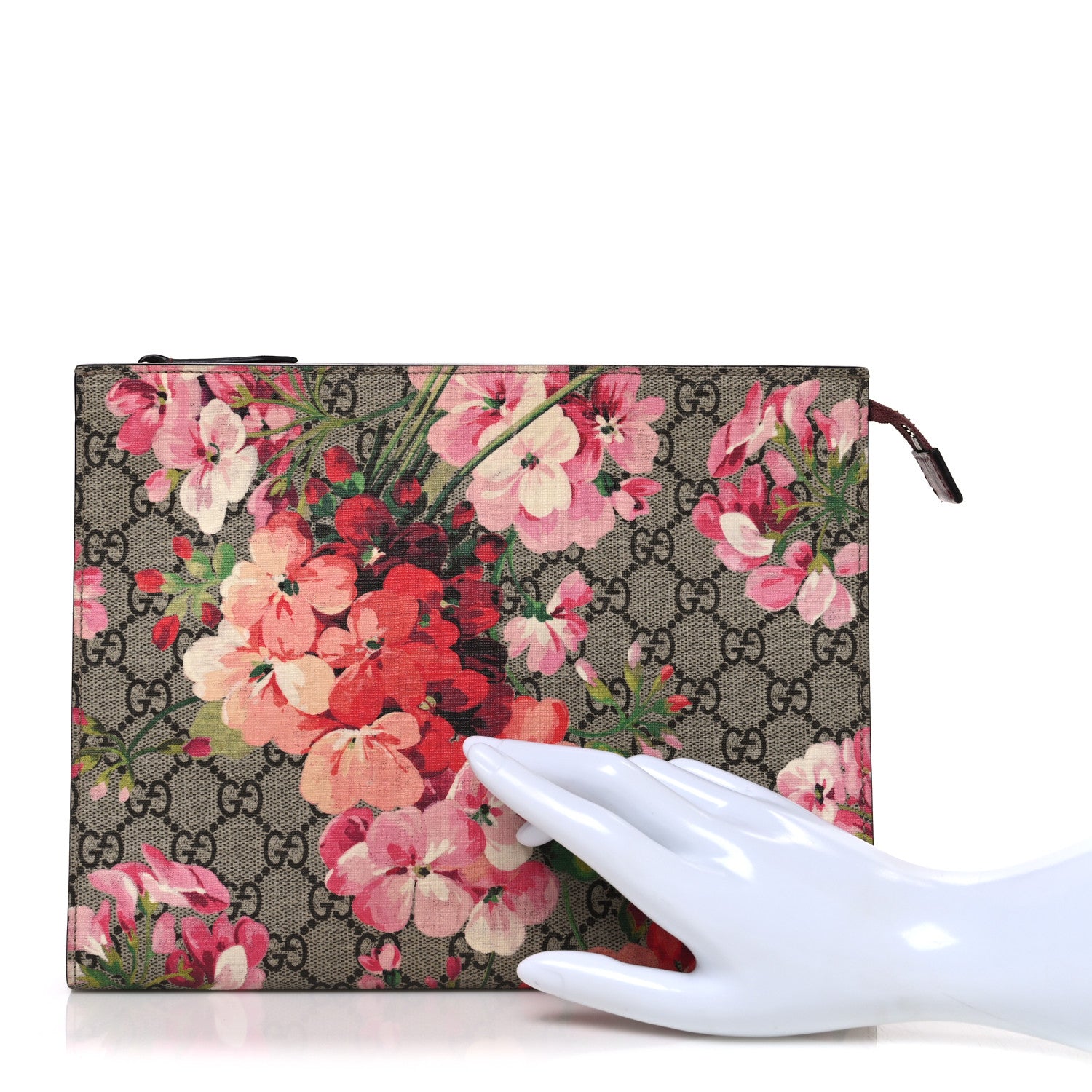 Gucci GG Supreme Monogram Blooms Large Cosmetic Case Beige Multicolor Dry Rose 2 of 7