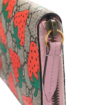 Gucci GG Supreme Monogram Strawberry Zip Around Wallet Light Pink 11 of 15