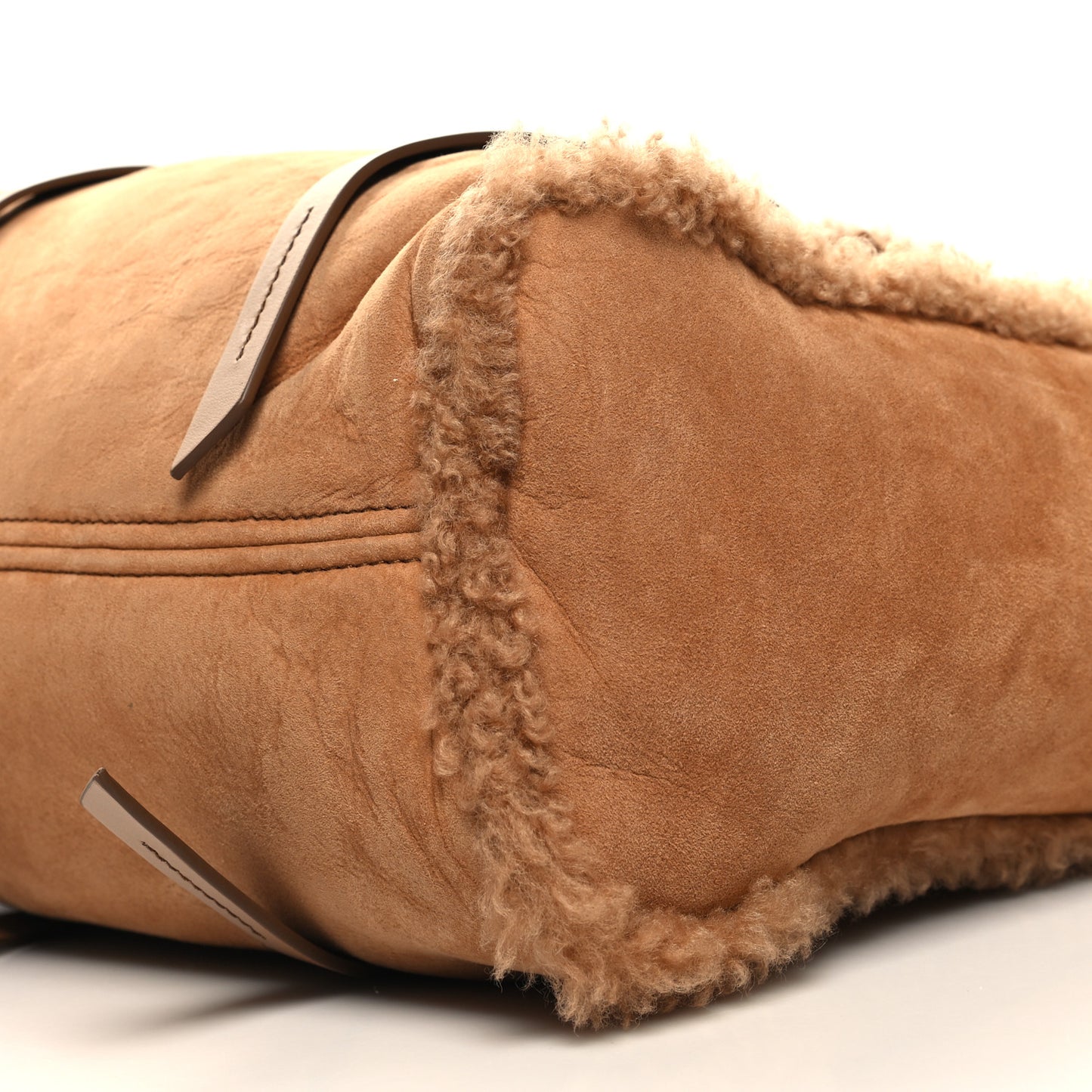 Shearling Suede Shopping Tote Caramel