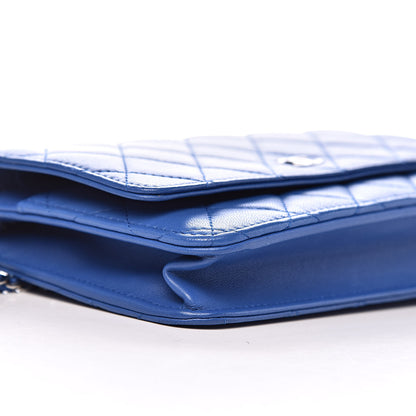 Chanel Lambskin Quilted Wallet On Chain WOC Bright Blue 10 of 12