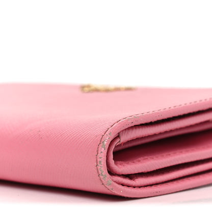 Prada Saffiano Metal Compact Wallet Peonia Petalo 8 of 8