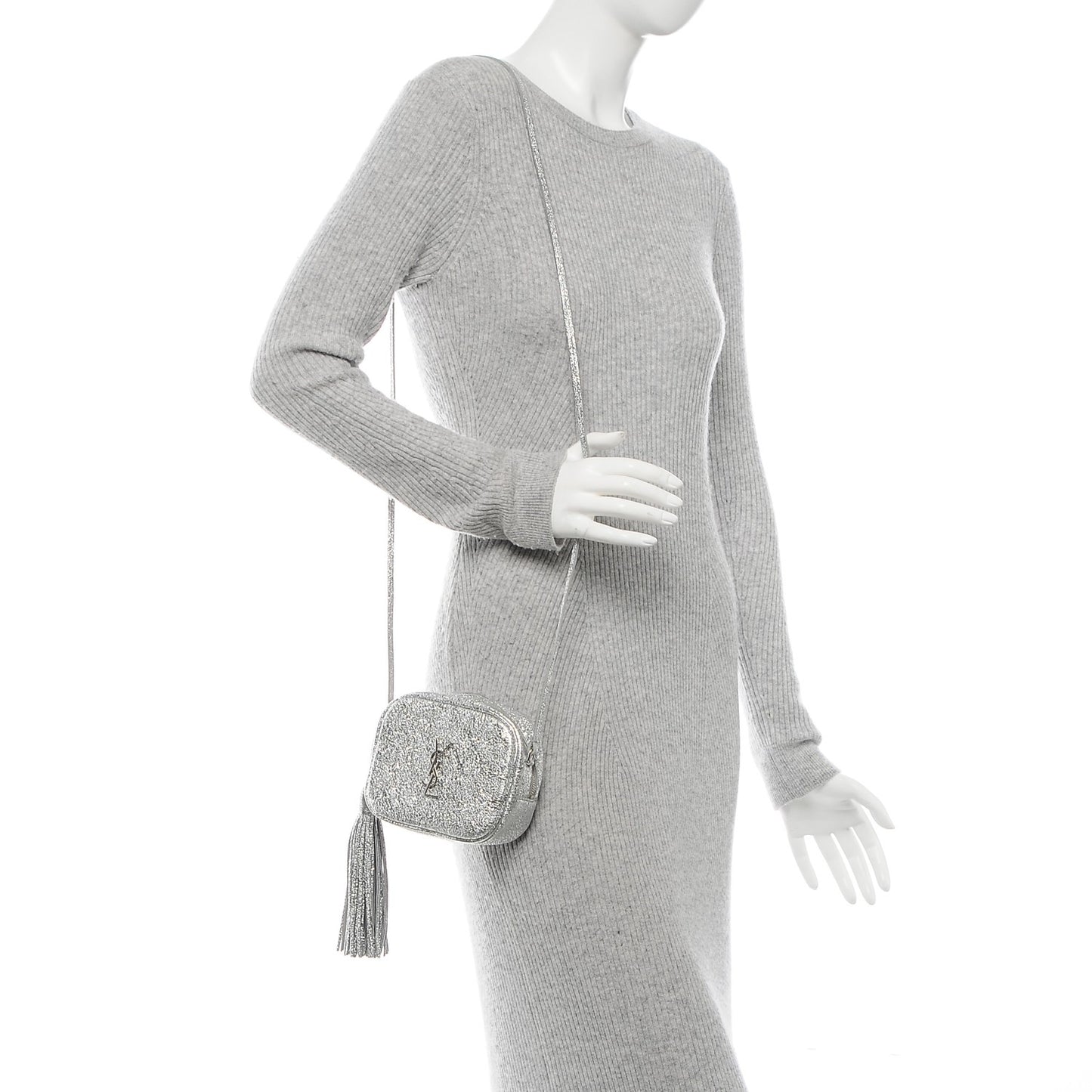 Metallic Calfskin Monogram Blogger Bag Argento Nero