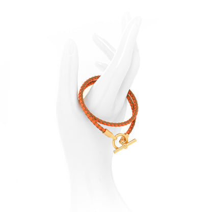 Hermes Swift Silk Braided Glenan Double Tour Bracelet Jaune Ambre Rouge Coquelicot 2 of 5