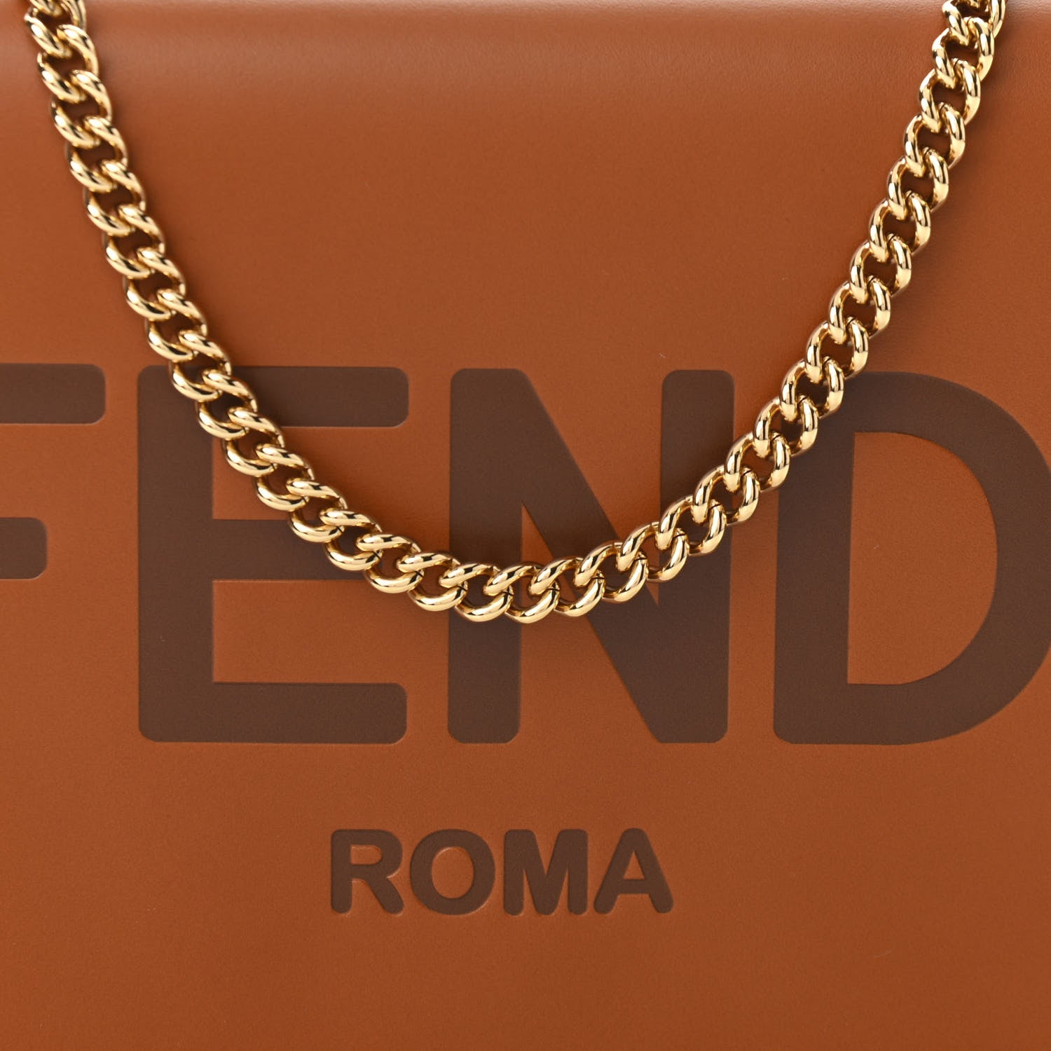 Fendi Vitello King Tamponato Logo Embossed Medium Wallet On Chain Cuoio 8 of 10